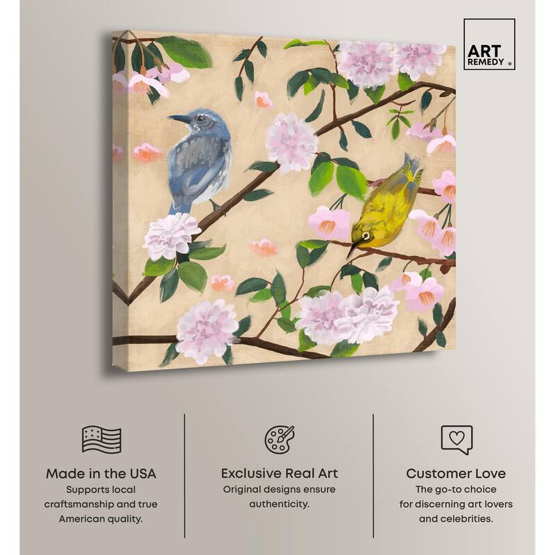 Birds Cuddle Canvas by Art Remedy, Gallery Wrapped