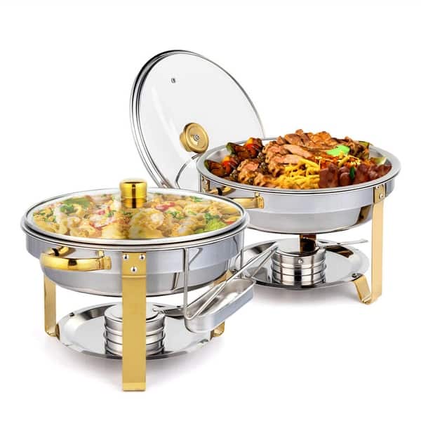 slide 2 of 5, 2/4/6/8 Sets 5 Qt Stainless Steel Round Chafing Dish 2-Sets