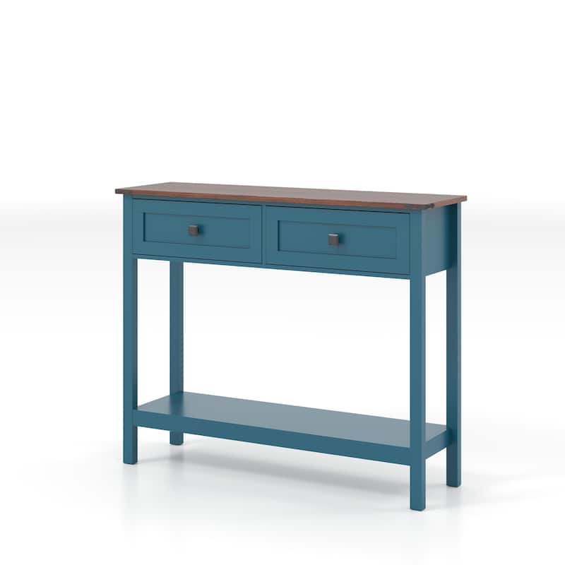 Farmhouse Entryway Console Table with Drawers and Shelf