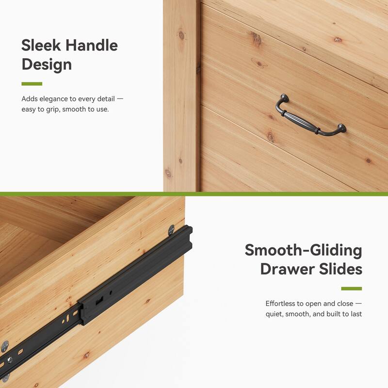 Solid Wood Nightstand with 2 Drawers