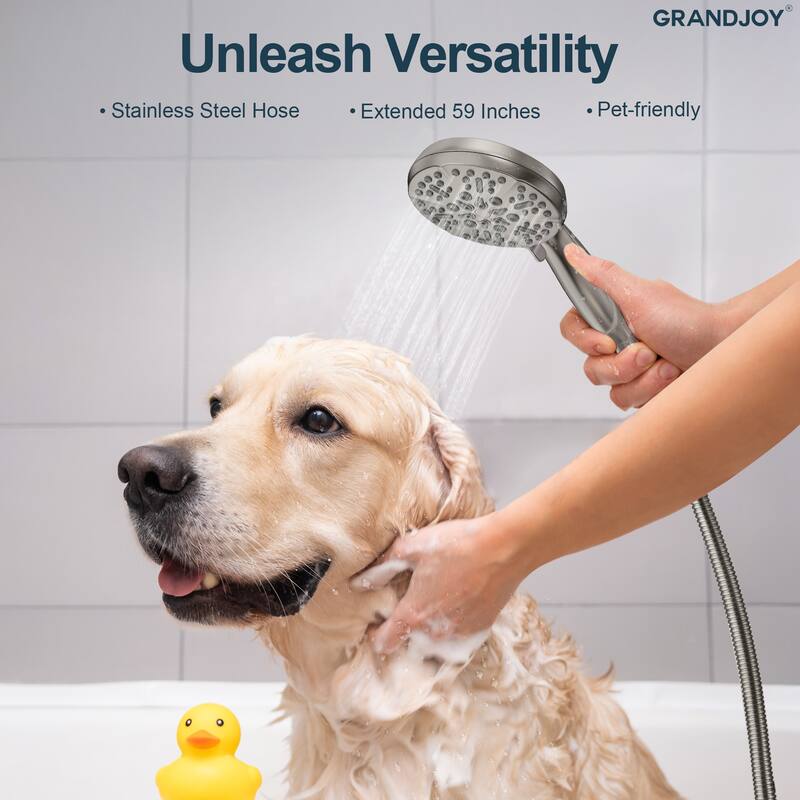 GRANDJOY 5-Spray Wall Mounted Shower Faucet System with Valve