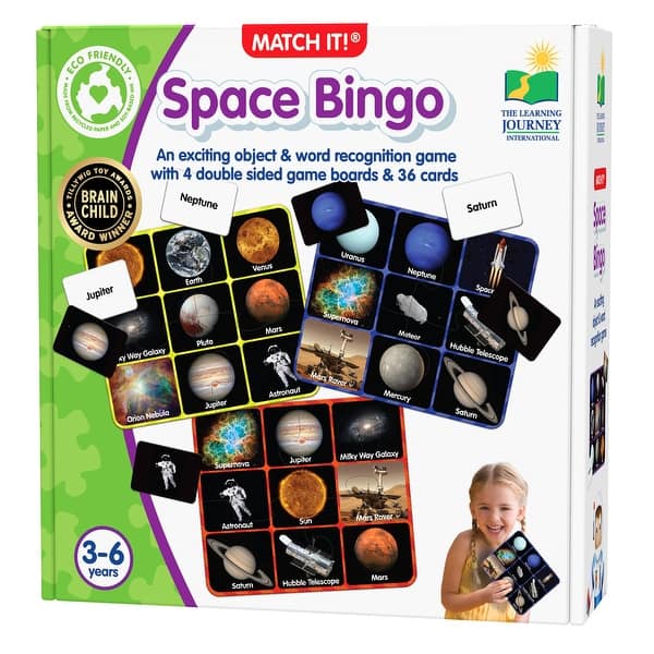 slide 2 of 6, The Learning Journey International Match It Bingo - Space - Assorted Assorted - Kids
