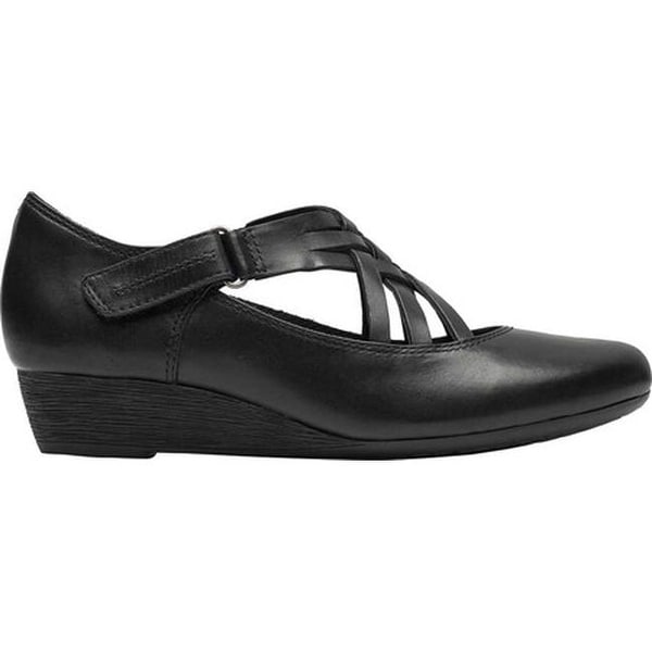 rockport black wedges