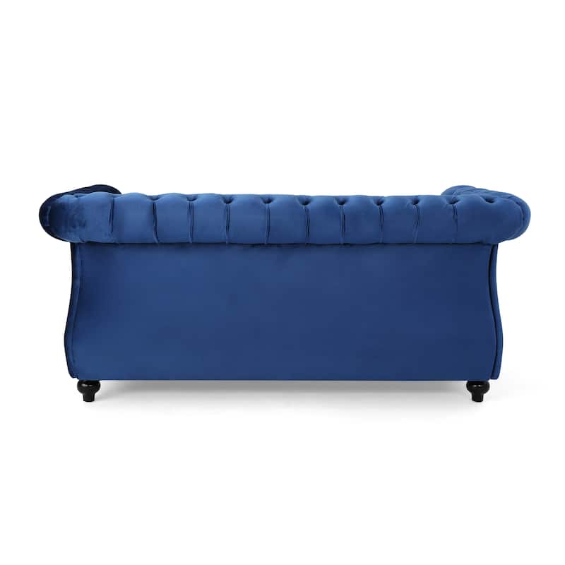 Roomfitters 62-Inch Modern Loveseat Sofa, Deep Button-Tufted Velvet Settee with Nailhead Accents & Rolled Arms