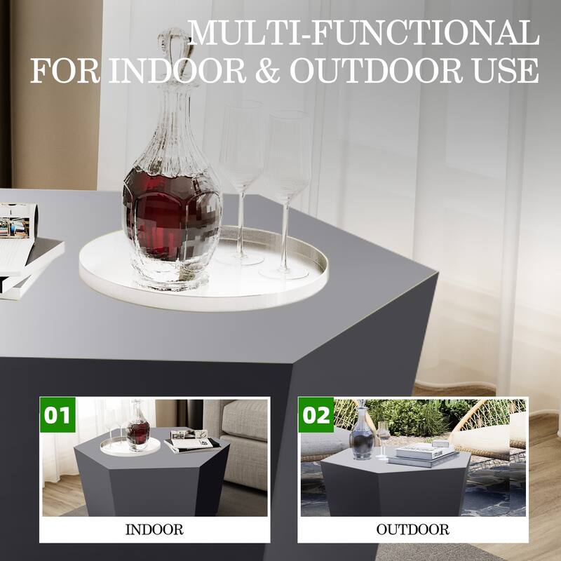 Patio Watcher 28 Inches Hexagonal Concrete Side Table for Indoor and Outdoor Use - 28" x 28"