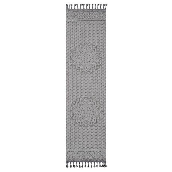 slide 2 of 7, LOOM & LUXE Collection 2X8 Gray/White/Medallion Area Rug - 96" D x 26" W x 0.28" H