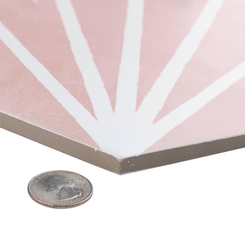 Merola Tile Horizon Dusk Hex Rosa 7-3/4" x 9" Porcelain Floor and Wall Tile