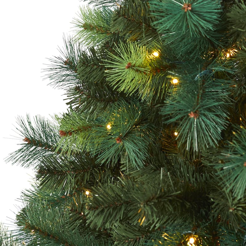 6ft. Assorted Green Pine Artificial Christmas Tree with 250 LED Lights - Bright Seasonal Holiday X-Mas Glow