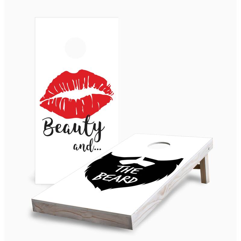 Beauty and the Beard Corn Hole Board Set with Hole Lights - 16 Years and Up