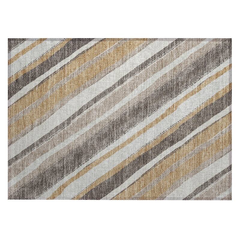 Machine Washable Indoor/ Outdoor Stripe Angles Chantille Rug