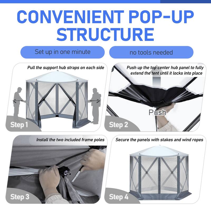 Outdoor Pop Up Camping Gazebo UV and Waterproof Canopy with Mesh Sidewalls for Backyard Patio and Family Gatherings