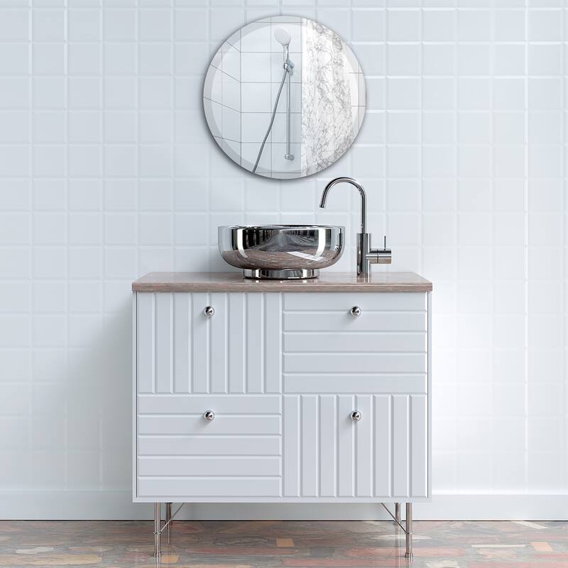 Wells Round Frameless Beveled Mirror