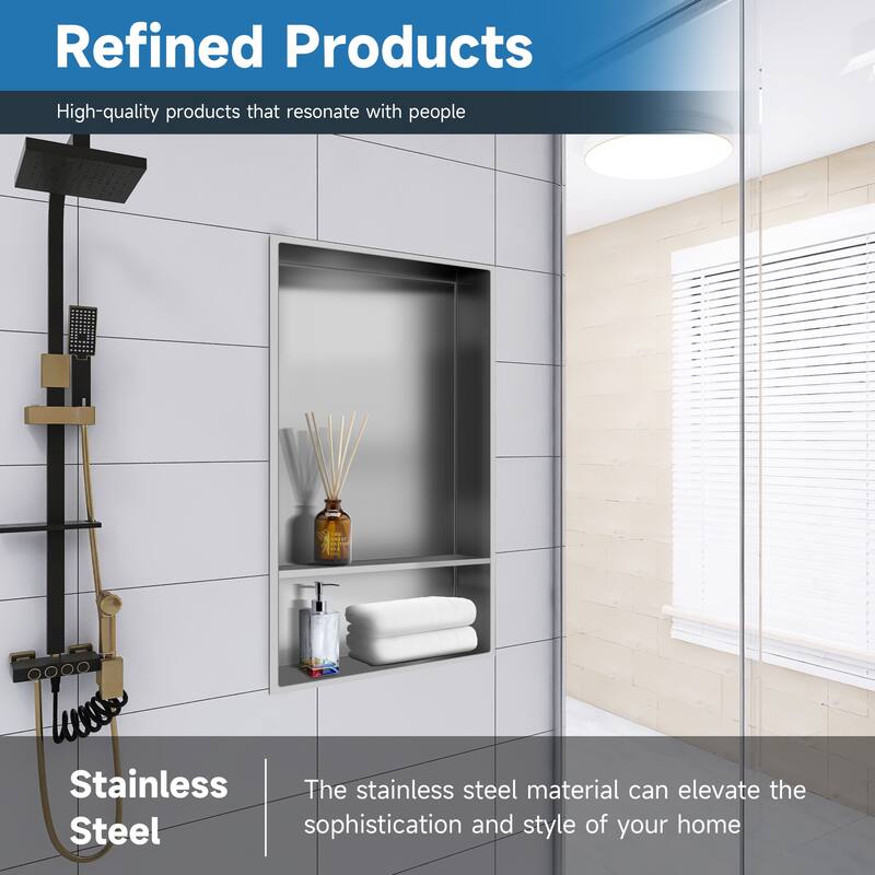 WIZ 12-inch W x 25-inch H x 4-inch D Stainless Steel Shower Niche