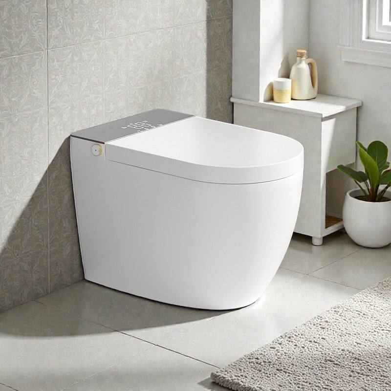 Modern Smart Toilet Integrated Design. Auto Open Close Lid. Heated Seat. Instant Warm Water. Auto Flush - White