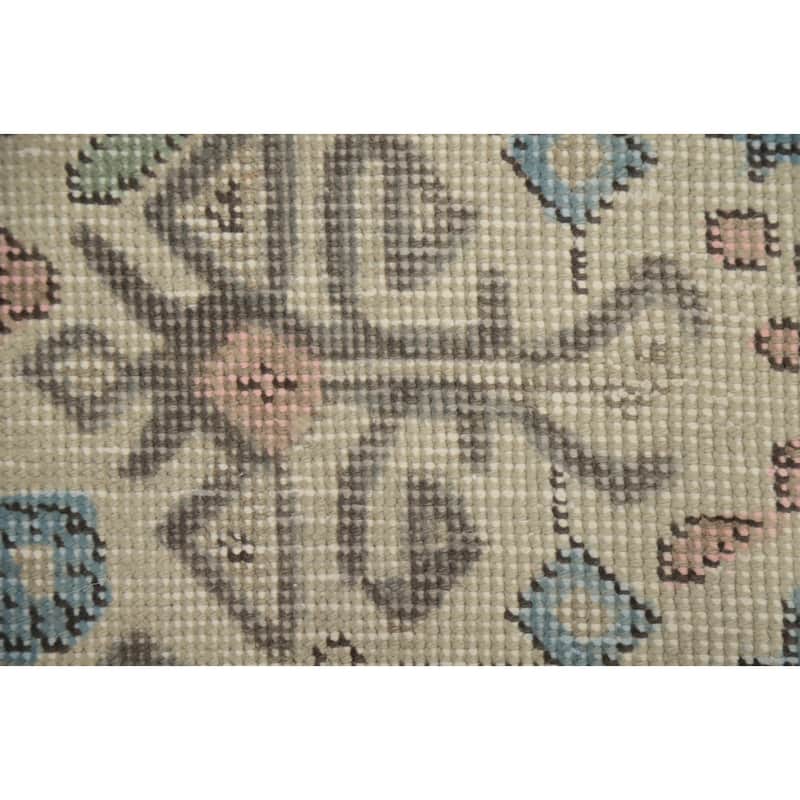 Hand Knotted Oriental 100% Wool Carpet Traditional Floral Beige & Ivories Tabriz Area Rug - 10' 7'' X 7' 9''