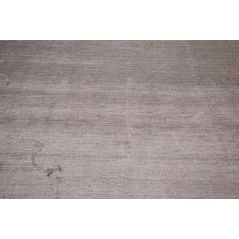 Gray Gabbeh Indian Area Rug Handmade Silk Carpet - 7'10"x 9'7"