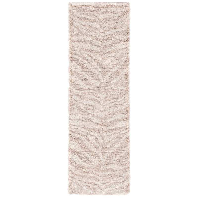SAFAVIEH Portofino Shag Sjouk 2-inch Thick Rug - 2'3" x 7' Runner - Ivory/Beige