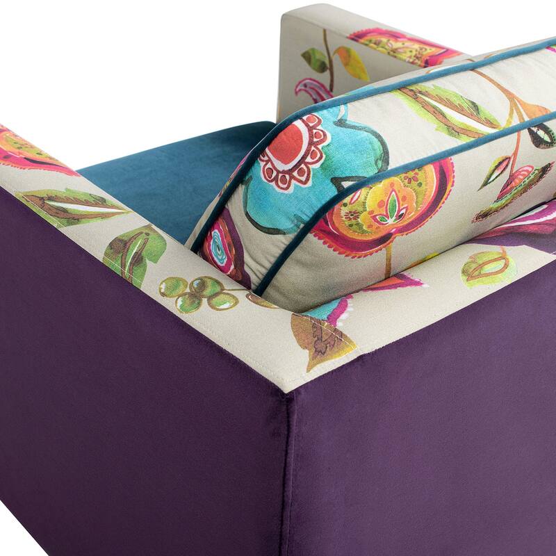 Mamba 28" Patchwork Velvet Upholstered Floral Accent Arm Chair