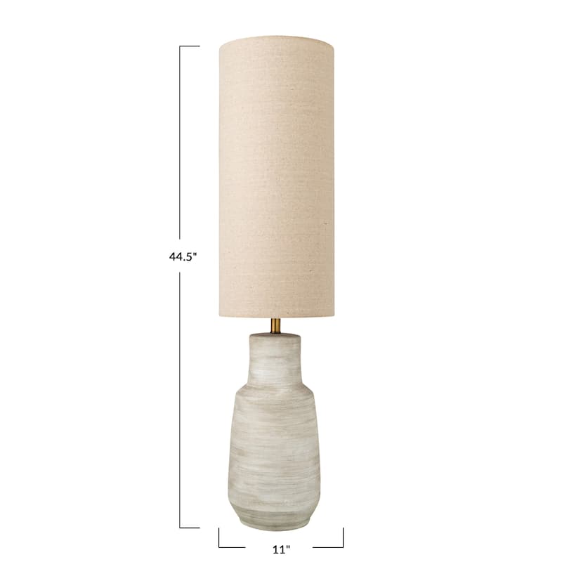 Ceramic Floor Lamp with Linen Shade - 11.0"L x 11.0"W x 44.5"H