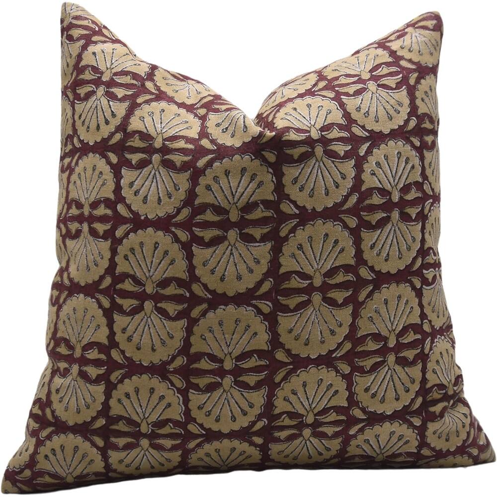 Fabdivine Soft Pure Linen Light Weight Fabric Brown Hidden Zipper Pillow Cover