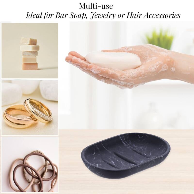 Marble Resin Hand Soap Dish - 5.2 L x 3.6 W x 0.8 H