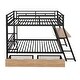 preview thumbnail 13 of 15, Full Size Metal Bunk Bed with Built-in Desk, Light and Drawers, Black