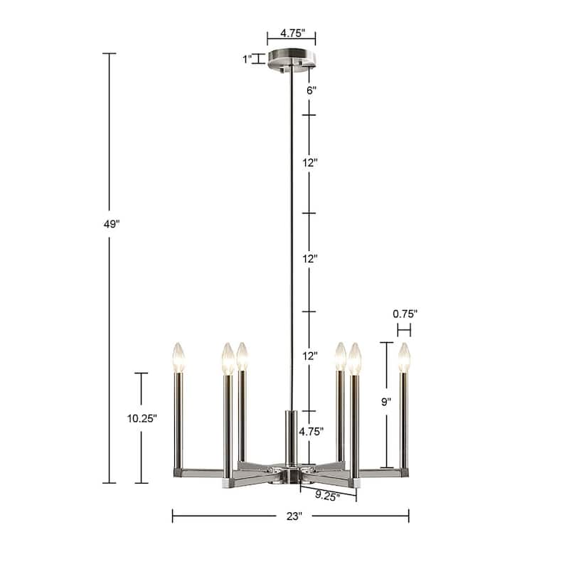 INK+IVY Renzetti 6-Light Contemporary Candelabra Styled Chandelier - Silver
