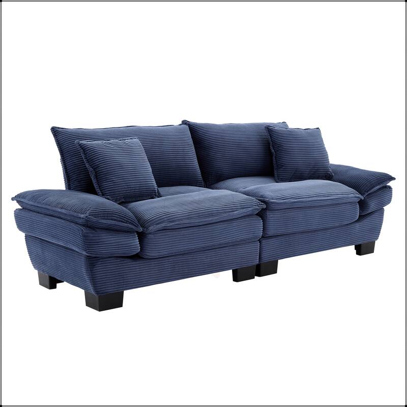 Corduroy Sofa Sleeper with Pillows