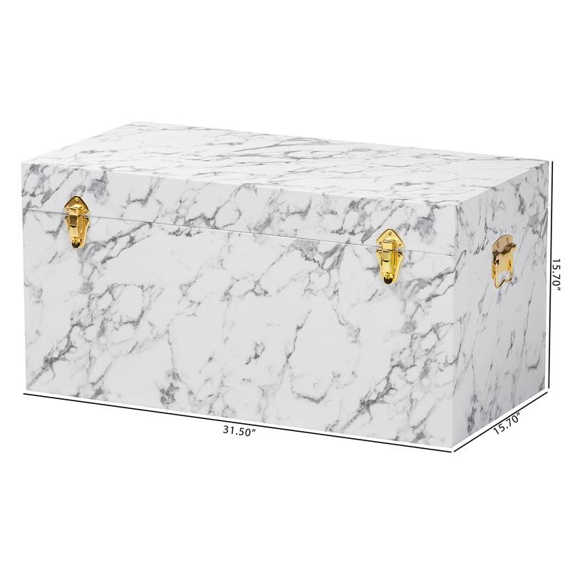 Brenta Storage Trunk with Lift-Top Lid - Decorative Organizer Chest with Faux Marble Effect, Contemporary Storage Solution