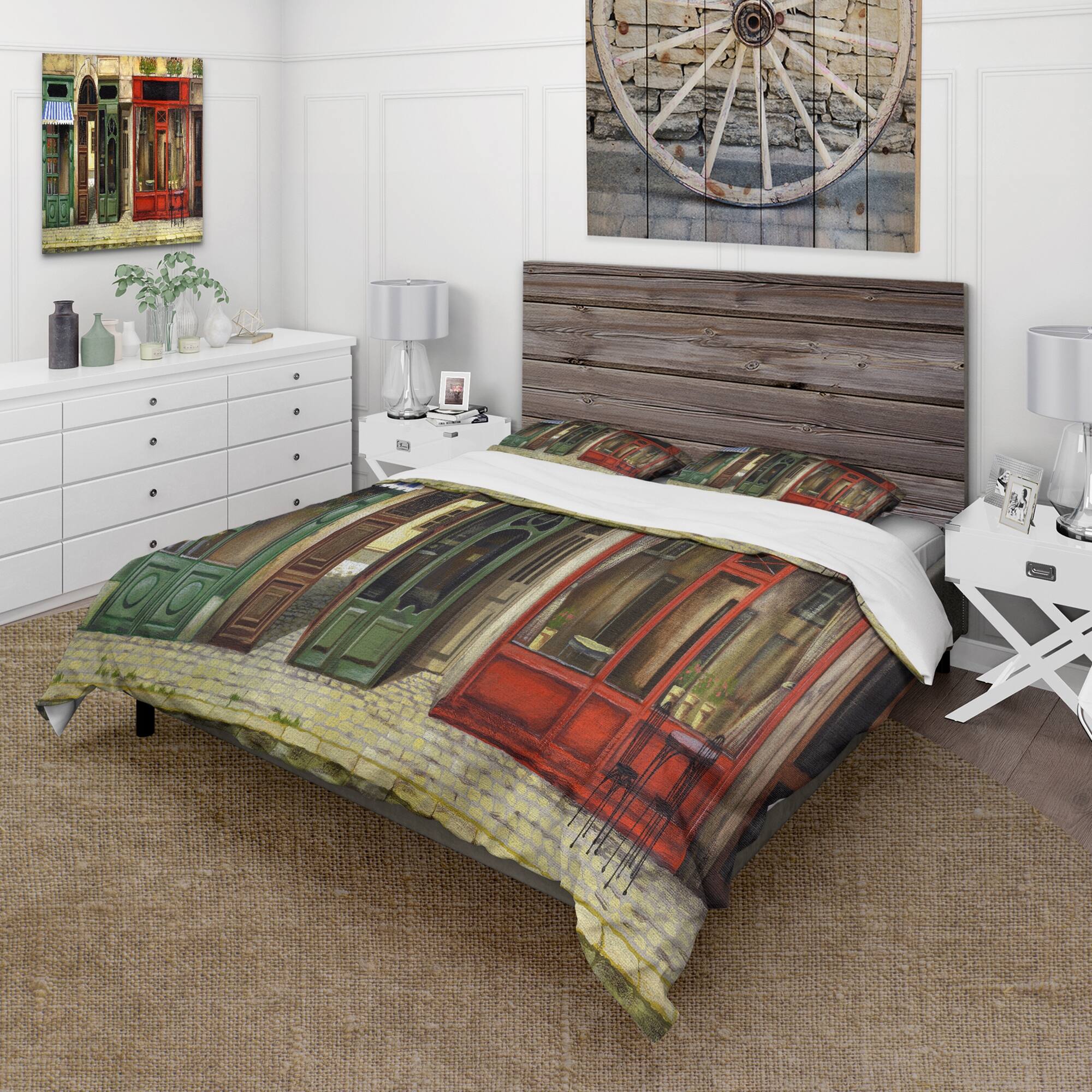 Designart 'Red Facade of Charming Shop In Paris II' French Country