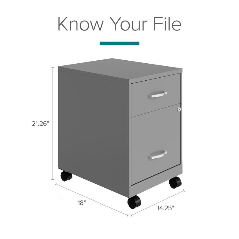 Space Solutions 18" Deep 2 Drawer Letter Width Mobile Vertical File Cabinet with Accessory Drawer