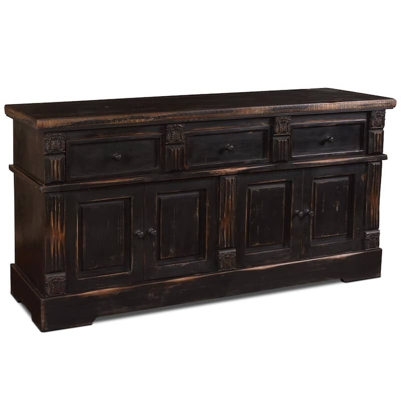 Eboni 4 Door / 3 Drawer Sideboard - Black - 72"