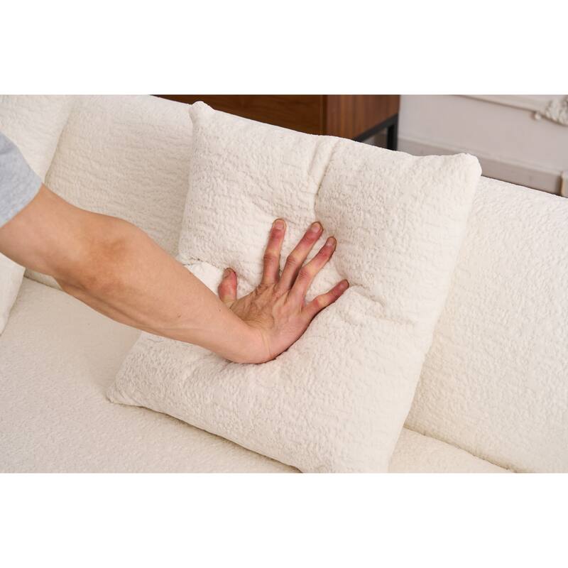 98.4" Chenille L-Shaped Sectional Sofa with Chaise & Pillows