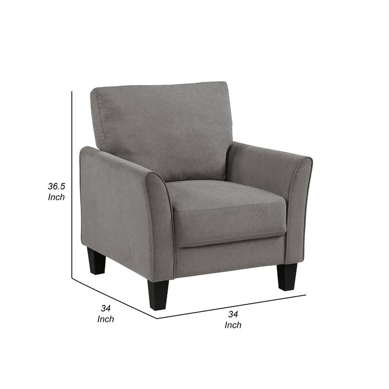 Xumo Sofa Armchair, Taupe Gray 34 Inch, Black Tapered Wood Legs