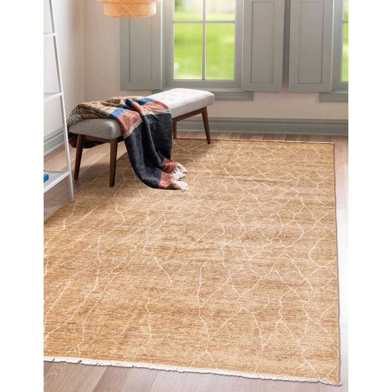 ECARPETGALLERY Hand-knotted Mystique Brown Wool Rug - 8'1 x 9'10