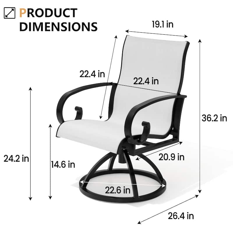 Outdoor Aluminum Patio Swivel Dining Chairs with Sunbrella Fabric