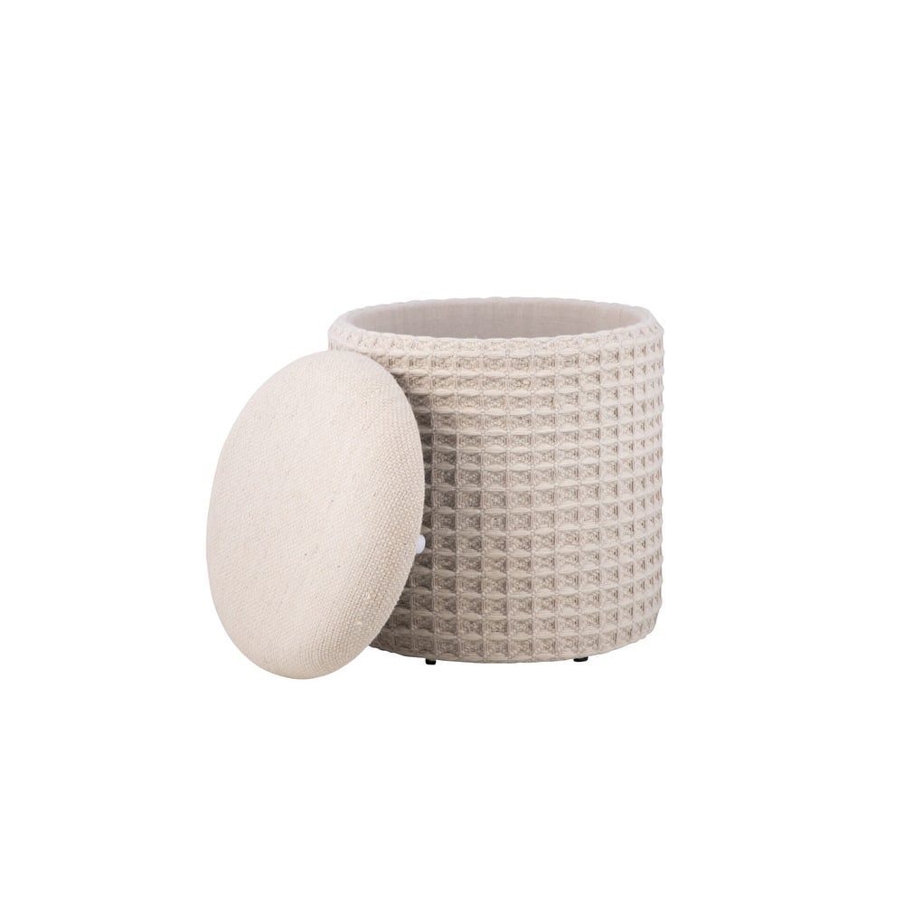 Handwoven Fabric Storage Ottoman