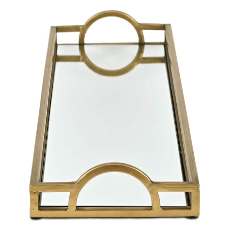 Verena Slim Rectangular Mirrored Tray - Gold