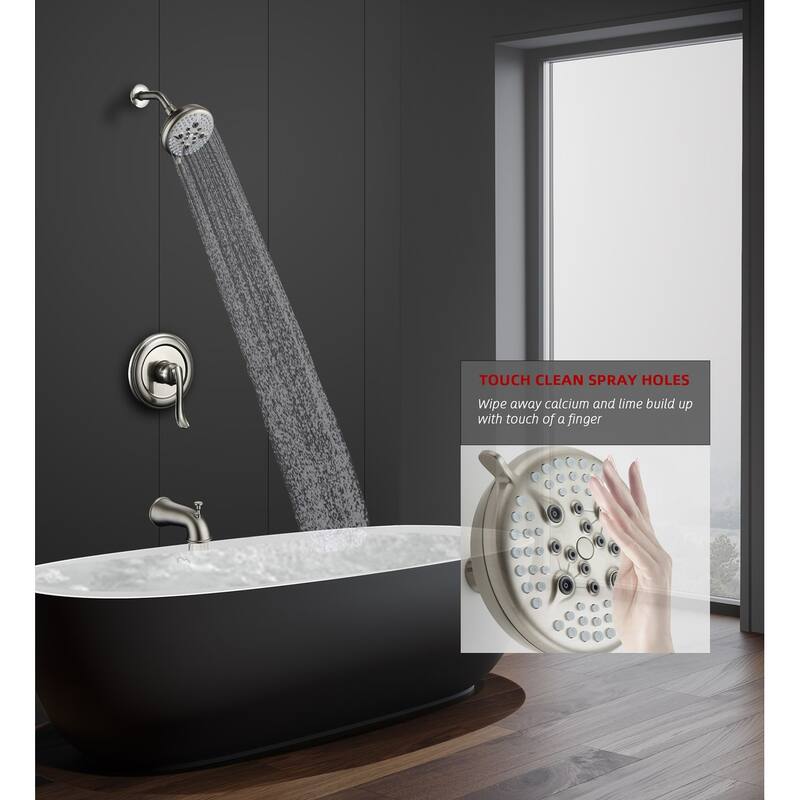 Complete Shower System with Tub Shower Faucet Set 5in Head Matte Black