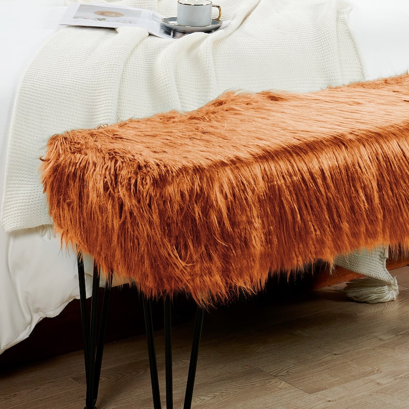 Mongolian Fauxfur Ottoman