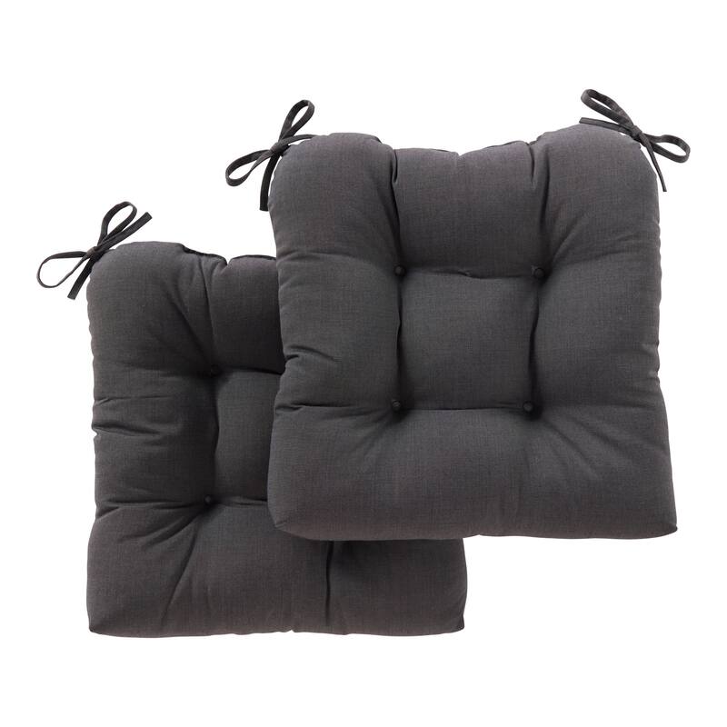 Sunbrella Tufted 20-inch Outdoor Chair Cushion - Canvas Coal - Set of 2