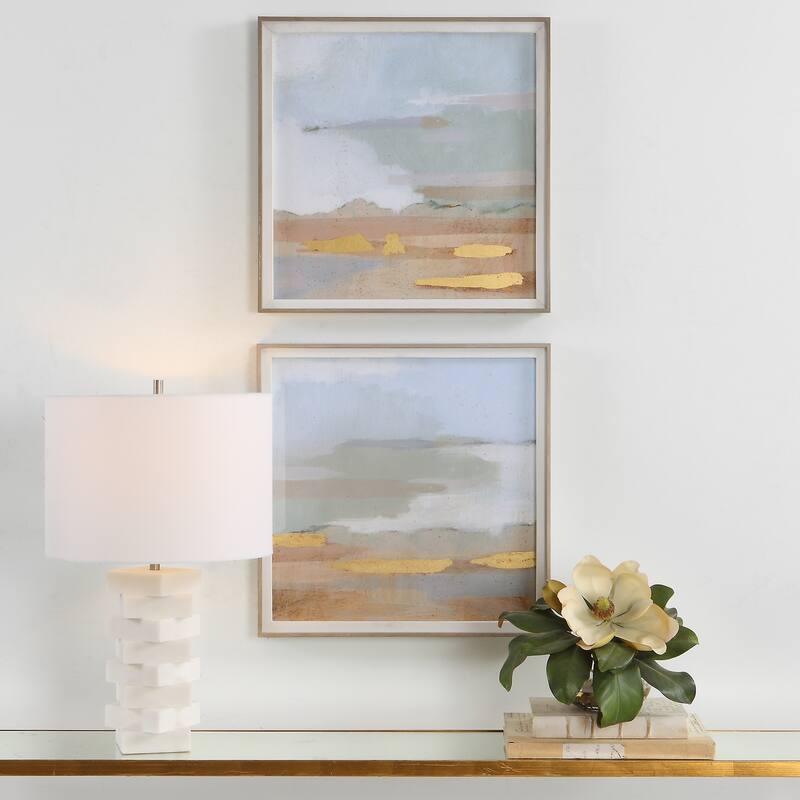 Uttermost Abstract Coastline Framed Prints, S/2 - 19.5 W x 19.5 H x 1.5 D (inches)