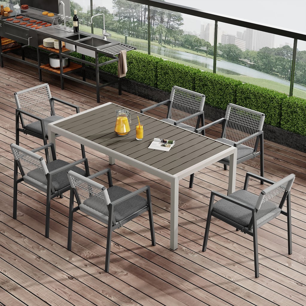 Christopher Knight Home - Jaxon Outdoor 7 piece Dining Set with Rope-Woven Chairs