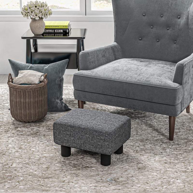 16" Cube Modern Linen Footrest Ottoman - Chocolate