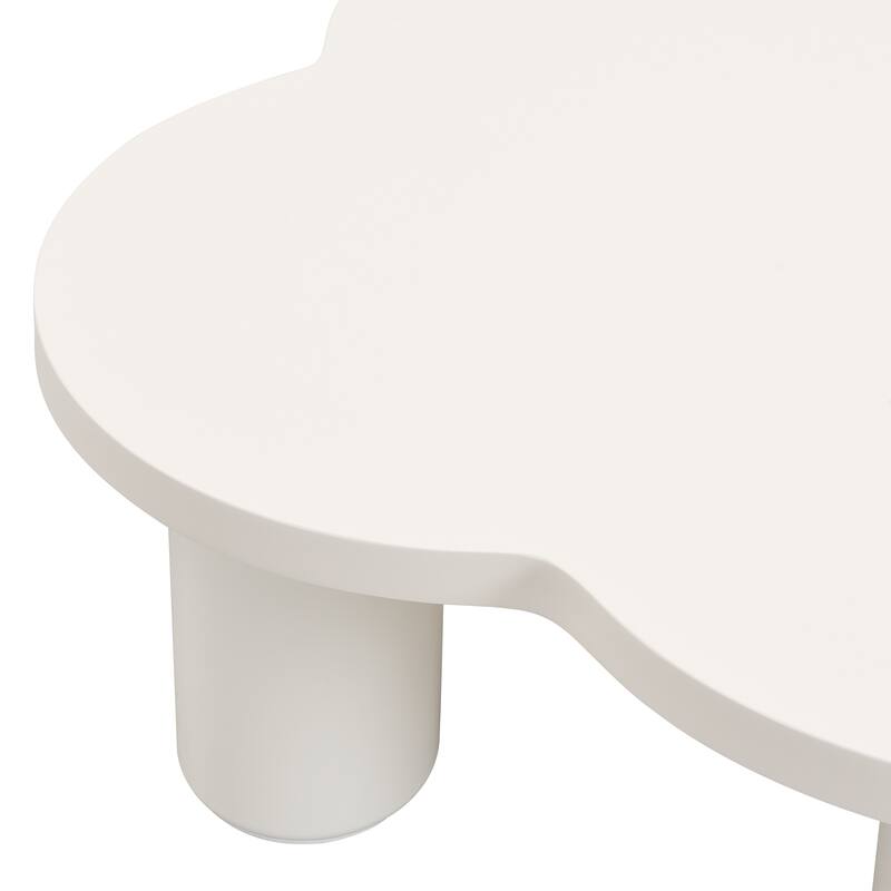 Modern Coffee Table Set of 2, Irregular Shape Coffee Table with 4 Roman Column Legs and End Table with Glass Top for Living Room