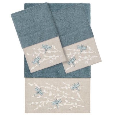 Authentic Hotel and Spa 100% Turkish Cotton Braelyn 3PC Embellished Towel Set