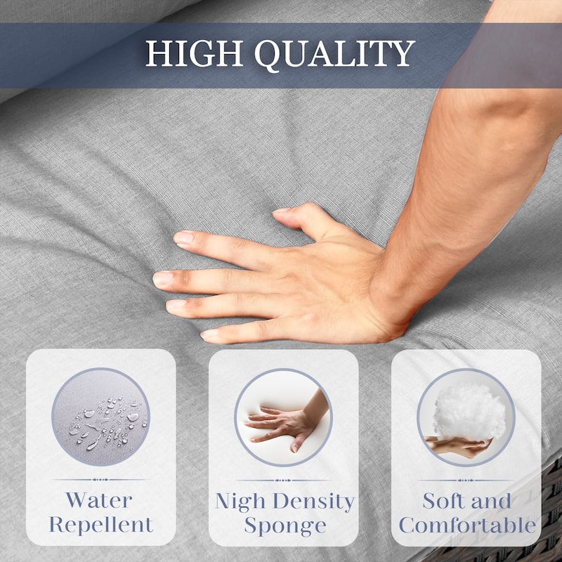 7 Piece Outdoor Sofa with Rocking Chairs and Ottomans - Brown