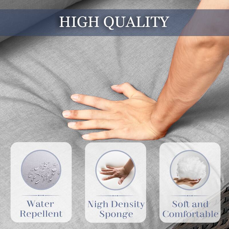 Outdoor Sofa Chair with Ottmans Coffee Table -Blue - Brown