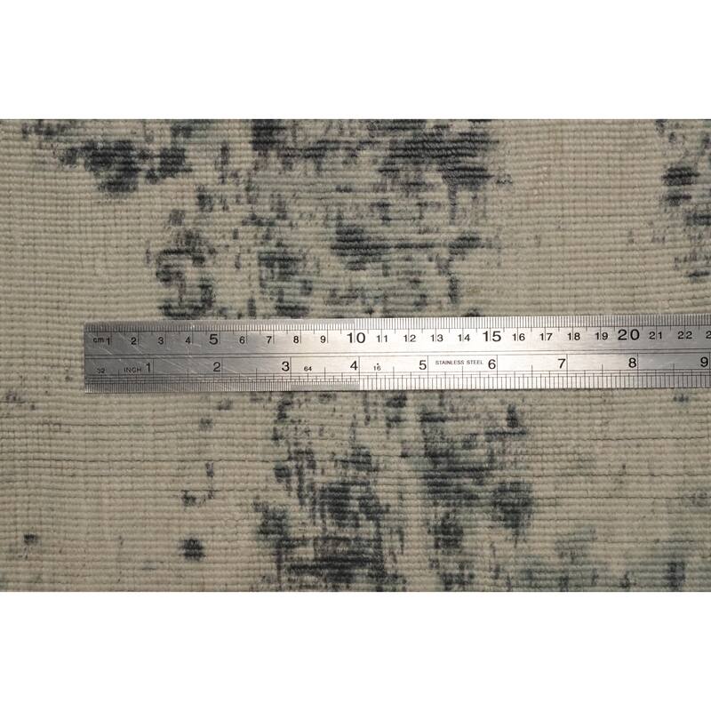 Hand Knotted Oriental Viscose Silk Carpet Modern All-Over Greys & Charcoal Abstract Area Rug - 8' 2'' X 5' 7''