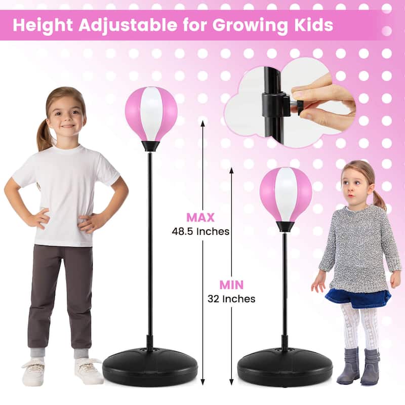 Costway Kids Punching Bag Toy Set Adjustable Stand Boxing Glove Speed